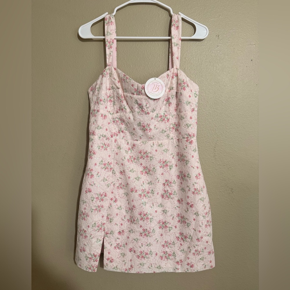 Storia Pink Floral Mini Dress